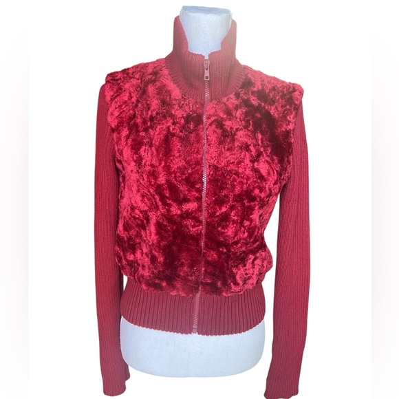 Cute small red Jeanology sweater jacket - Picture 1 of 11